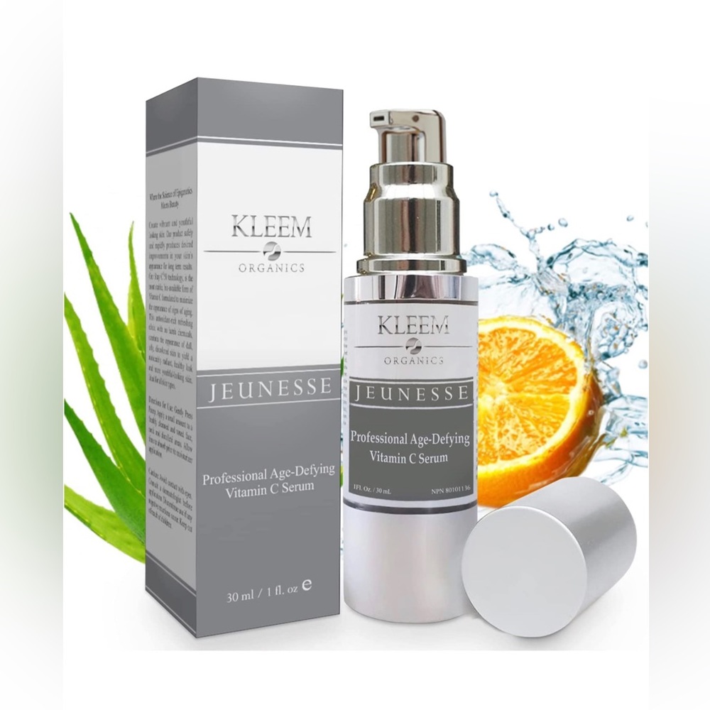 Kleem ORGANIC VITAMIN C SERUM for Face + Hyaluronic Acid. Potent Anti-Aging seru